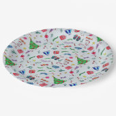 Assiettes En Carton Couleur d'aquarelle de Noël (Angle)