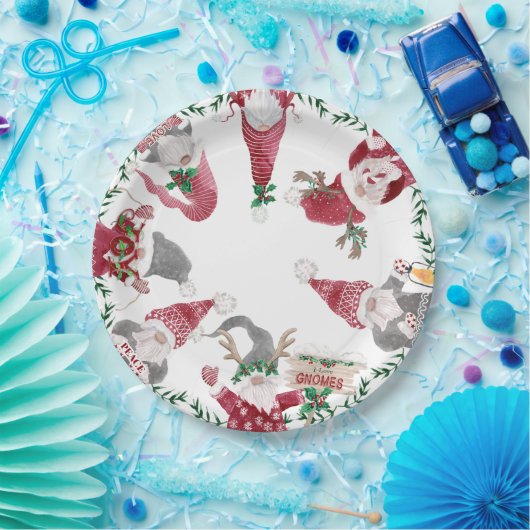 Assiettes En Carton Couleur d'aquarelle rouge gris gris (Fête)