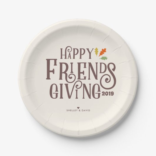 Assiettes En Carton Couleur de Friendsgiving | d'automne (Devant)
