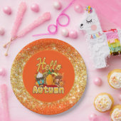 Assiettes En Carton Couleur de Personnaliser d'automne Hello (Fête)