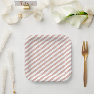 Assiettes En Carton Couleur de sable rose Diagonale Bandes Mariage ray