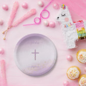 Assiettes En Carton Couleur d'eau de la Croix de communion (Fête)