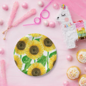 Assiettes En Carton Couleur d'eau des fleurs de soleil (Fête)