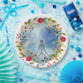 Assiettes En Carton Couleur d'eau des mains de prière (Fête)