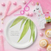 ASSIETTES EN CARTON COULEUR D'EAU VERTE BLEU FOLIAGE MONOGRAMME OLIVE (Fête)