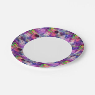 Assiettes En Carton Couleur d'eau verte et violette