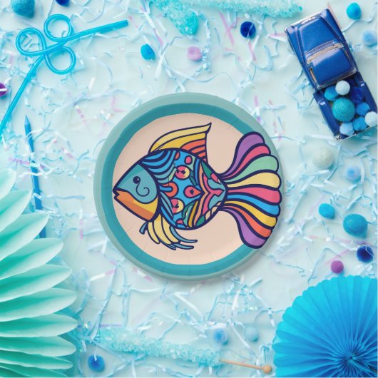 Assiettes En Carton couleur du poisson (Fête)