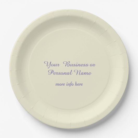 Assiettes En Carton couleur écru personnalisée - élégant (Devant)