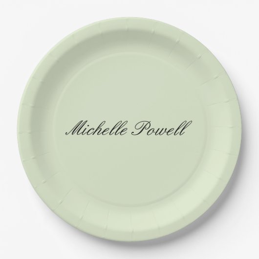 Assiettes En Carton Couleur Pastel Clair Moderne Script Tendance (Devant)