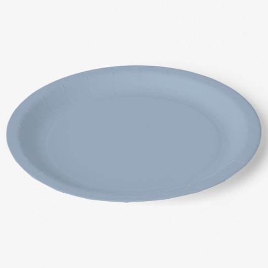 Assiettes En Carton Couleur solide bleu ardoise (Angle)