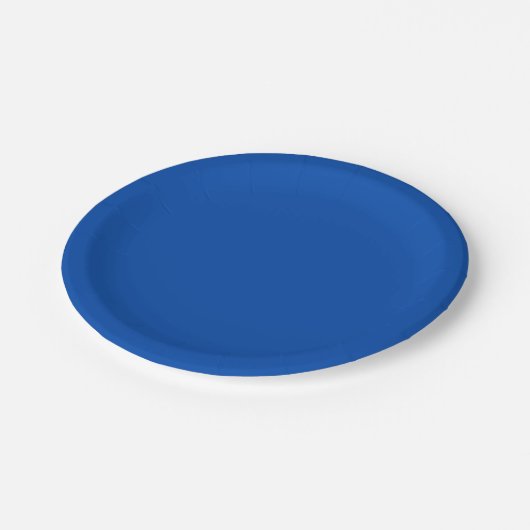 Assiettes En Carton Couleur solide bleu Cobalt (Angle)