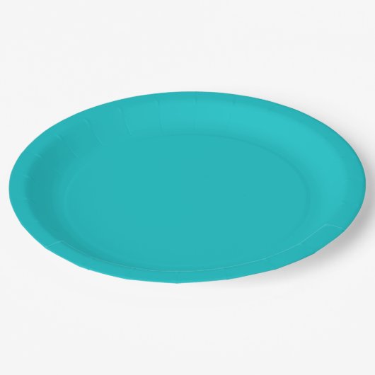 Assiettes En Carton Couleur solide clair turquoise (Angle)