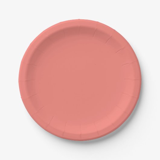 Assiettes En Carton Couleur solide rose corail (Devant)