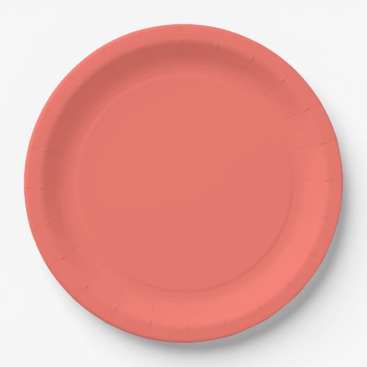 Assiettes En Carton Couleur solide rose corail moderne (Devant)