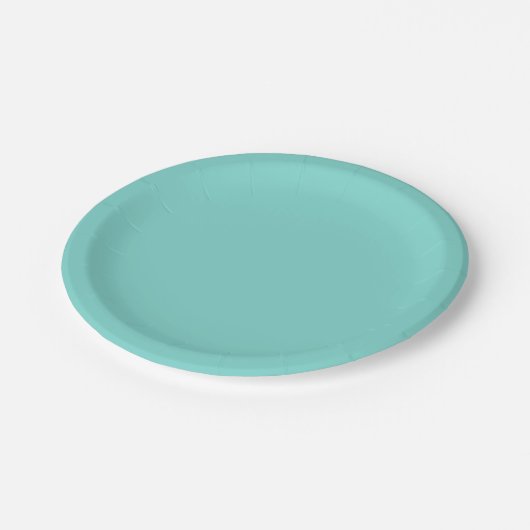 Assiettes En Carton Couleur solide : Turquoise Aqua (Angle)