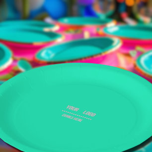 Assiettes En Carton couleur solide turquoise néon - ajouter des servie