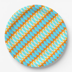 Assiettes En Carton Couleur Turquoise Bleu Orange Jaune Motif