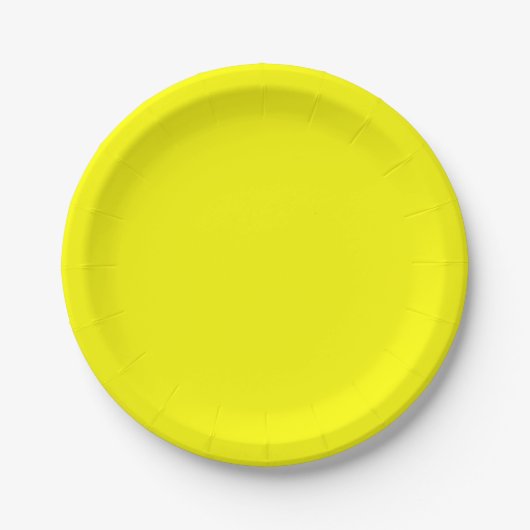Assiettes En Carton Couleur uni jaune néon (Devant)