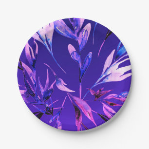 Assiettes En Carton Couleur Violette Clair Bold Watercolor Botanique G