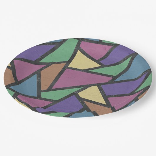 Assiettes En Carton Couleurs arc-en-ciel en mosaïque motif (Angle)