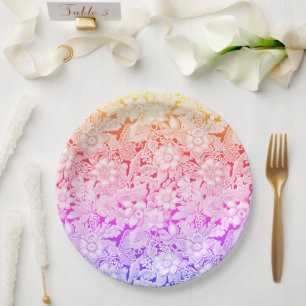 Assiettes En Carton Couleurs chaudes de la dentelle de mariage vintage