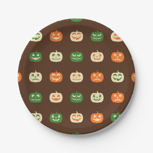 Assiettes En Carton Couleurs d'automne Motif Citrouille Halloween (Devant)