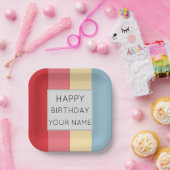 Assiettes En Carton Couleurs de bonbons Frappes verticales (Fête)