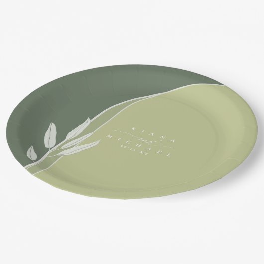 Assiettes En Carton Couleurs Eucalyptus Mariage Vert ID901 (Angle)