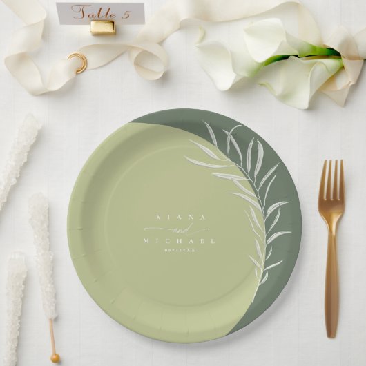 Assiettes En Carton Couleurs Eucalyptus Mariage Vert ID901 (Mariage)