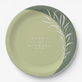 Assiettes En Carton Couleurs Eucalyptus Mariage Vert ID901 (Devant)