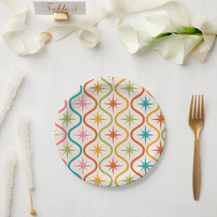 Assiettes En Carton Couleurs Milieu de Siècle  Étoiles sur Formes Ogee