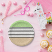 Assiettes En Carton couleurs modernes Abstraites beige menthe vert bla (Fête)