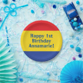 Assiettes En Carton Couleurs primaires Rouge Jaune Bleu 1er anniversai (Fête)