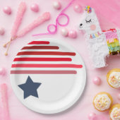 Assiettes En Carton Couleurs rouges avec étoile bleue - personnalisabl (Fête)