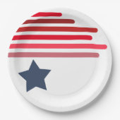 Assiettes En Carton Couleurs rouges avec étoile bleue - personnalisabl (Devant)