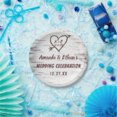 Assiettes En Carton Country Birch Tree Bark Heart Flèche Mariage rusti (Fête)