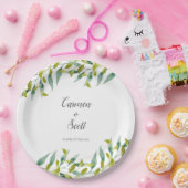 Assiettes En Carton Country Garden Eucalyptus Feuille Mariage vert (Fête)