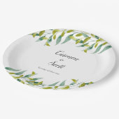 Assiettes En Carton Country Garden Eucalyptus Feuille Mariage vert (Angle)