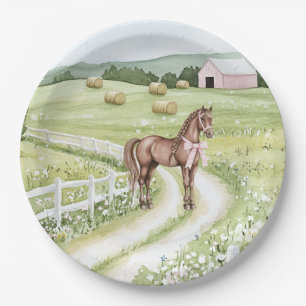 Assiettes En Carton Country Road Horse anniversaire