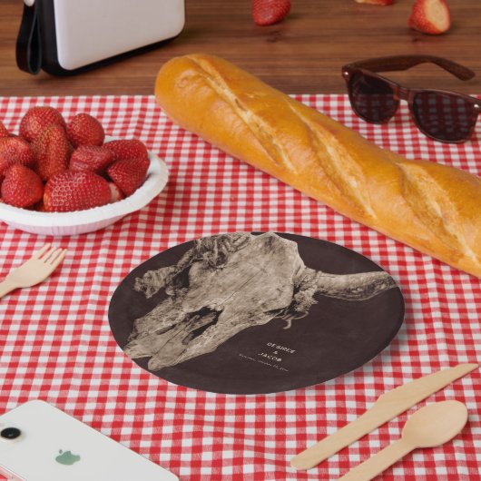 Assiettes En Carton Country Rodeo Western Brown Taureau crâne (Pique-nique)