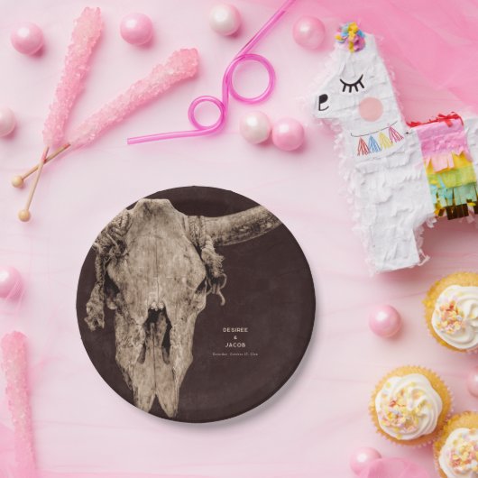 Assiettes En Carton Country Rodeo Western Brown Taureau crâne (Fête)