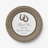 Assiettes En Carton Country Rustic Horseshoe Sur Burlap Mariage (Devant)