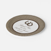 Assiettes En Carton Country Rustic Horseshoe Sur Burlap Mariage (Angle)