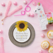 Assiettes En Carton Country Rustic Tournesol & Mariage Burlap (Fête)