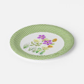 Assiettes En Carton Country Style Green En vichy et Fleur sauvage Part (Angle)