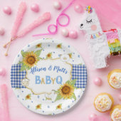 Assiettes En Carton Country Sunflower Blue En vichy Baby Q Barbeque (Fête)