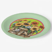 Assiettes En Carton Country Sunflowers (Angle)