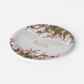 Assiettes En Carton Country Winter Holiday Berries & Pine Cone Mariage (Angle)
