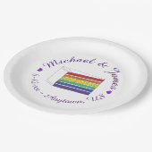 Assiettes En Carton Coupe de gâteau Mariage arc-en-ciel Coeur pourpre (Angle)