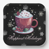 Assiettes En Carton Coupe de Noël de chocolat chaud (Recto)